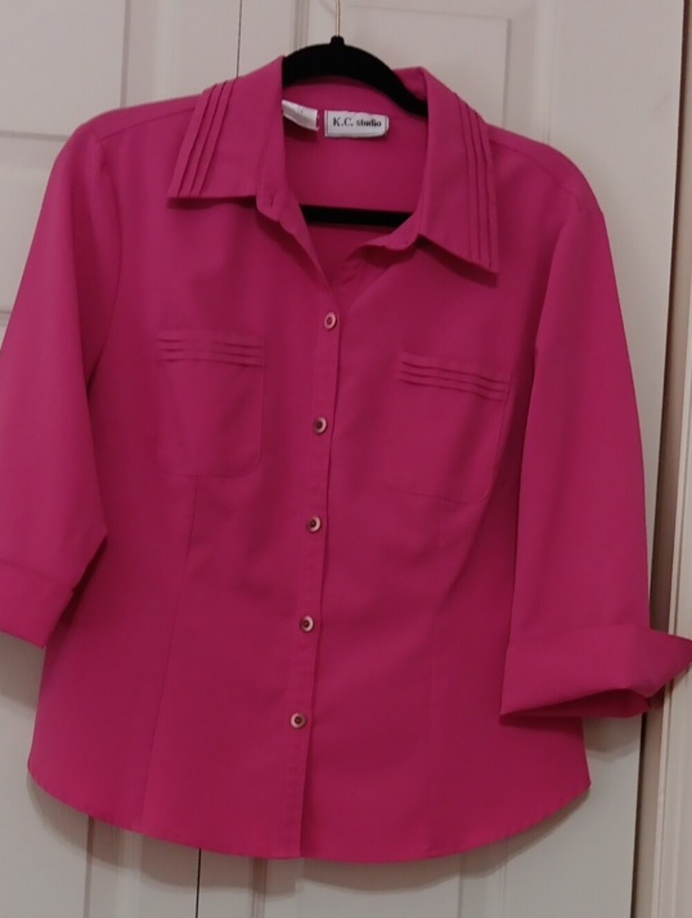 K.C. Studios Hot Pink Button-Up Blouse